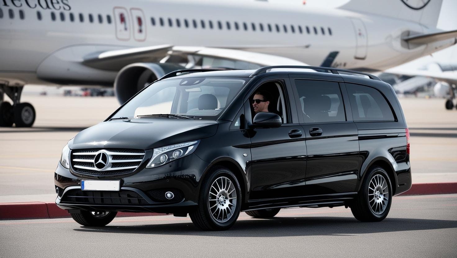 a minivan with a driver inside